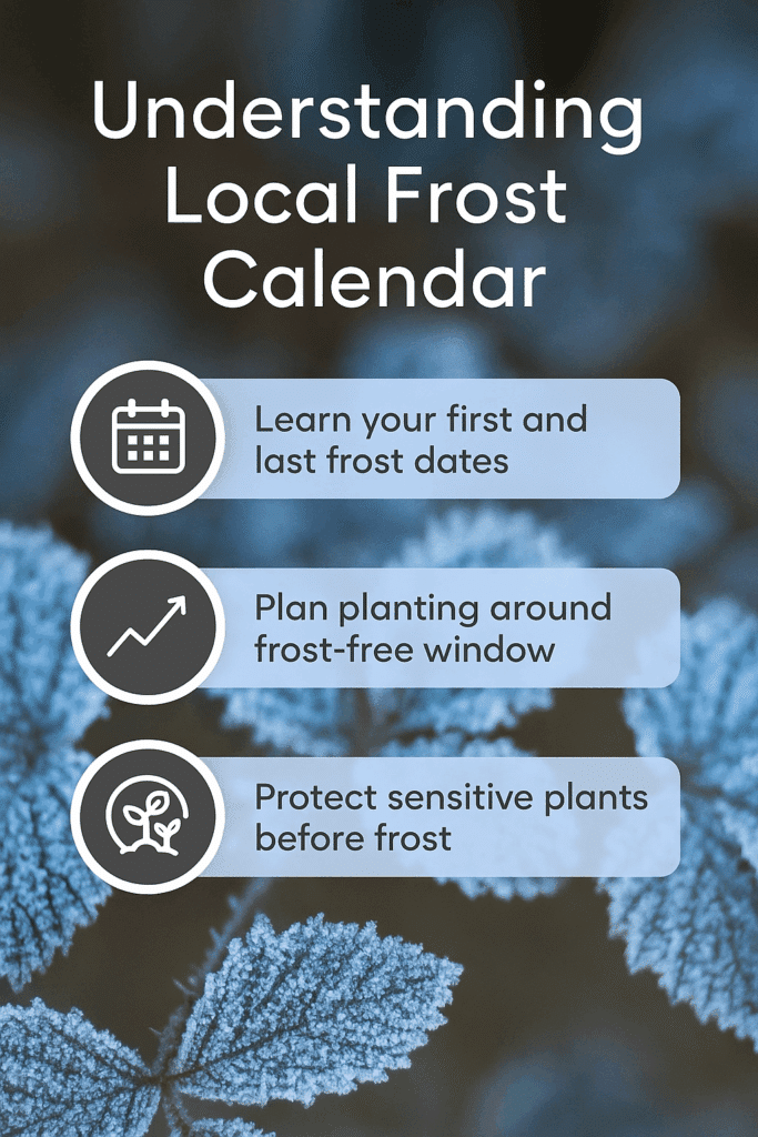 Infographic explaining how to use your local frost calendar to find the best time to start a garden